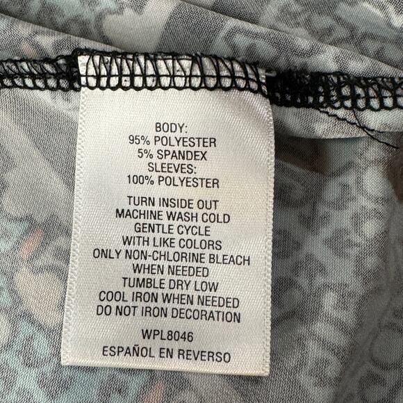 JM Collection Large Top Floral Stretch Keyhole Neck Flutter Sleeves Rhinestones - Picture 8 of 8